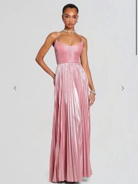 Retrofete RHOSYN DRESS Metallic Pleated Maxi Dress